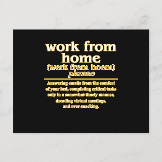 Work From Home Definition Employees Officer Worker Announcement Postcard (Front)