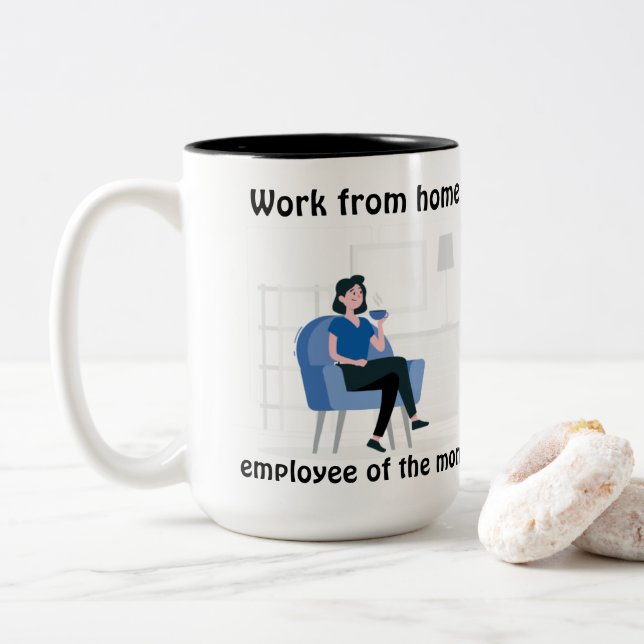 Work from home Employee of the month Two-Tone Coffee Mug (With Donut)