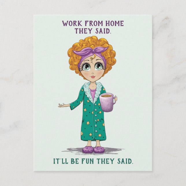 Work From Home Funny Postcard (Front)
