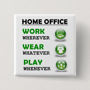 Work From Home Office Funny 2 Inch Square Button