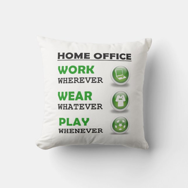 Work From Home Office Funny Outdoor Pillow (Front)