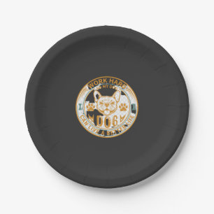 Work Hard Dog Live Better Life French Bulldog Paws Paper Plate