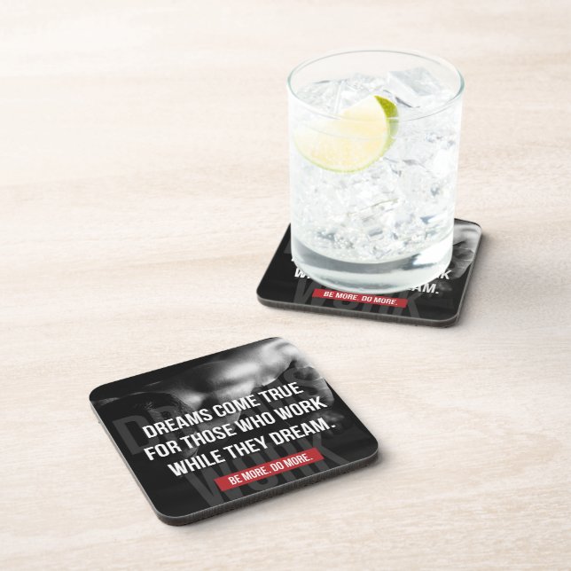 Work Hard - Dreams Come True - Gym Motivational Coaster (Right Side)