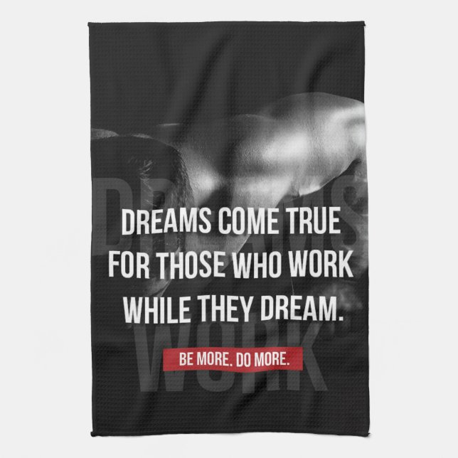 Work Hard - Dreams Come True - Gym Motivational Kitchen Towel (Vertical)