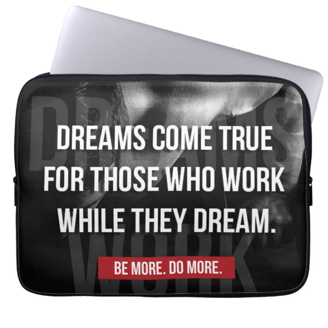 Work Hard - Dreams Come True - Gym Motivational Laptop Sleeve (Front)