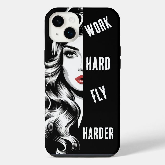 WORK hard, Fly Harder, Pilot,Comic iPhone Case (Back)
