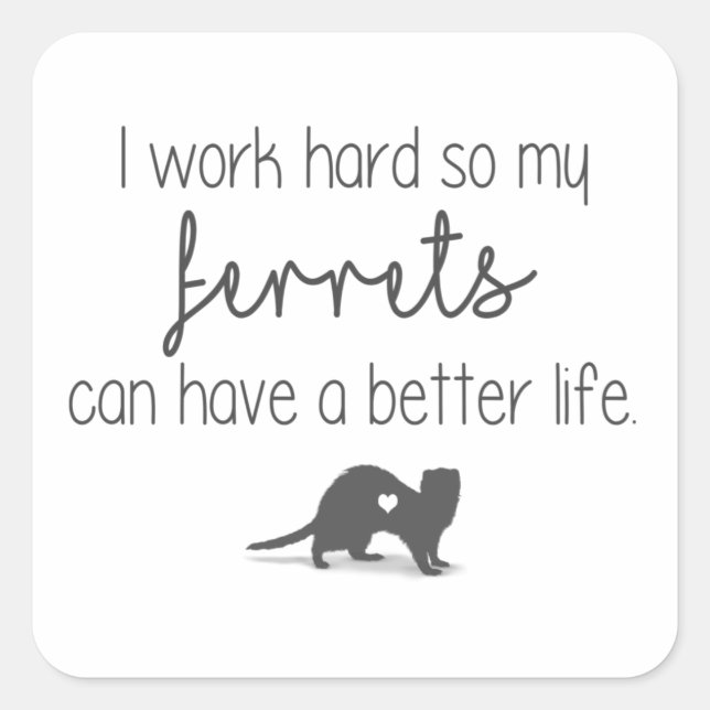 Work Hard for my Ferrets Square Sticker (Front)