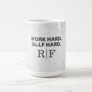 Work Hard Golf Hard Monogram Initial Retro Style Coffee Mug