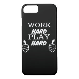 Work Hard Play Hard Black Background Fitted V-Neck Case-Mate iPhone Case