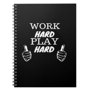 Work Hard Play Hard Black Background Fitted V-Neck Notebook