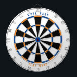 "WORK HARD PLAY HARD" Game Room Black/Blue/Orange  Dartboard<br><div class="desc">Need help customizing this with different colours? Email me at customize@customandcrafted.com Do you work hard and want to play hard? Playing a game of darts is a fun breaktime activity when you need to get up and move a little. This is also great for large office buildings for corporate offices...</div>