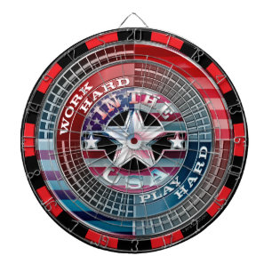 Work Hard Play Hard In The USA Dartboard