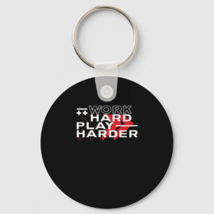 Work Hard Play Hard Motivational Gaming Hustling C Keychain