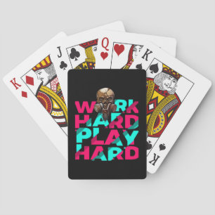 Work Hard Play Hard Skull Motivation Essential Playing Cards