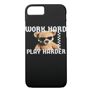 Work Hard Play Hard- Teddy Bear Classic Case-Mate iPhone Case
