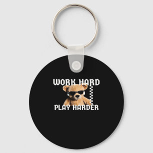 Work Hard Play Hard- Teddy Bear Classic Keychain