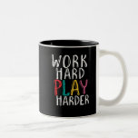 Work Hard Play Harder Gaming Geek Nerd Video Gamer Two-Tone Coffee Mug<br><div class="desc">Cool,  funny and humourous quote for those who love to play video games,  gaming geek and nerd gamer who spend all day in front of the pc and gaming console. Work hard play harder.</div>