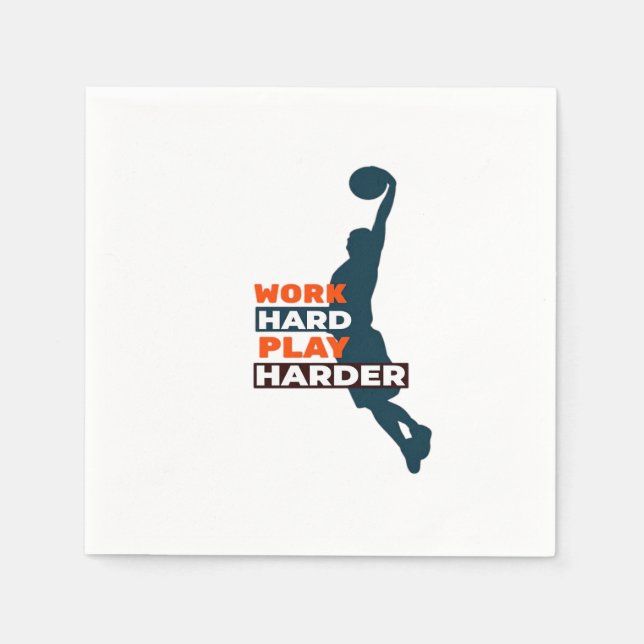 Work Hard Play So Hard Basketball Player Classic Napkin (Front)