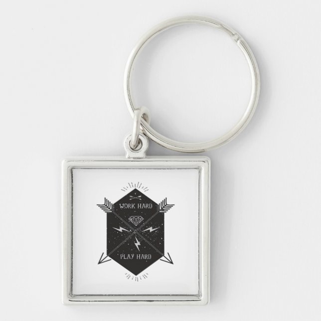 Work Hard Play So Hard Classic Keychain (Front)