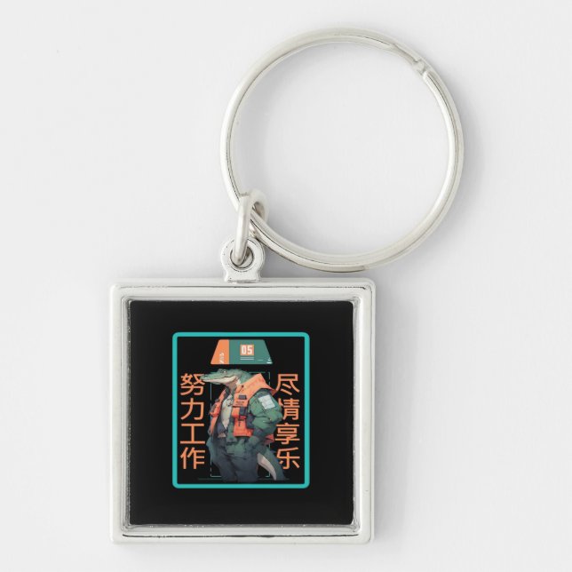 Work Hard Play so Hard Crocodile Keychain (Front)