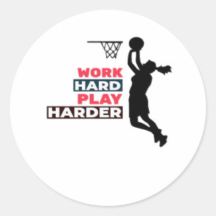 Work Hard Play So Hard Female Basketball Player Cl Classic Round Sticker