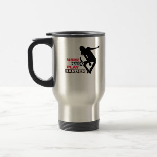 Work Hard Play So Hard Female Skateboarder Classic Travel Mug