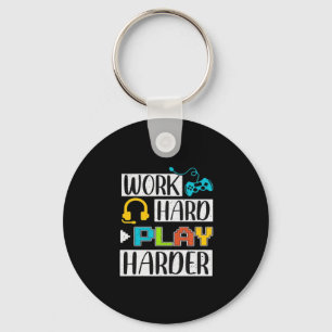 Work Hard Play So Hard Funny and Trending Quote Keychain