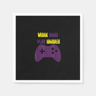 Work Hard Play So Hard Gaming Gamer Video Games Napkin