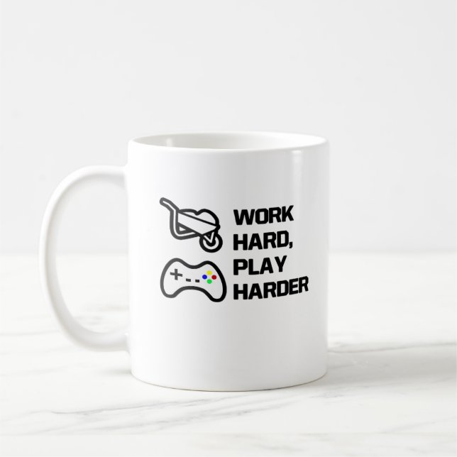Work Hard, Play So Hard Statement Design Classic Coffee Mug (Left)