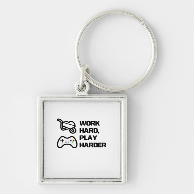 Work Hard, Play So Hard Statement Design Classic Keychain (Front)