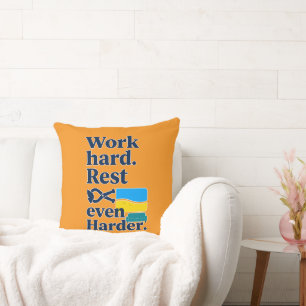Work Hard Rest Even Harder Beach Lifestyle Design Throw Pillow