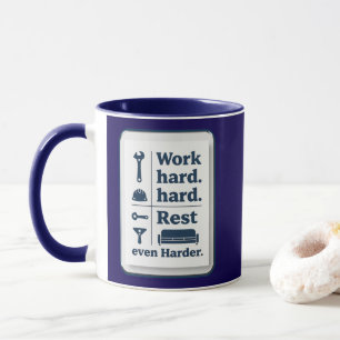 Work Hard Rest Even Harder Minimal Worker Design Mug