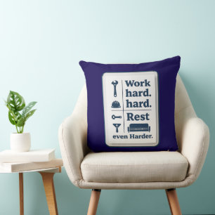 Work Hard Rest Even Harder Minimal Worker Design Throw Pillow