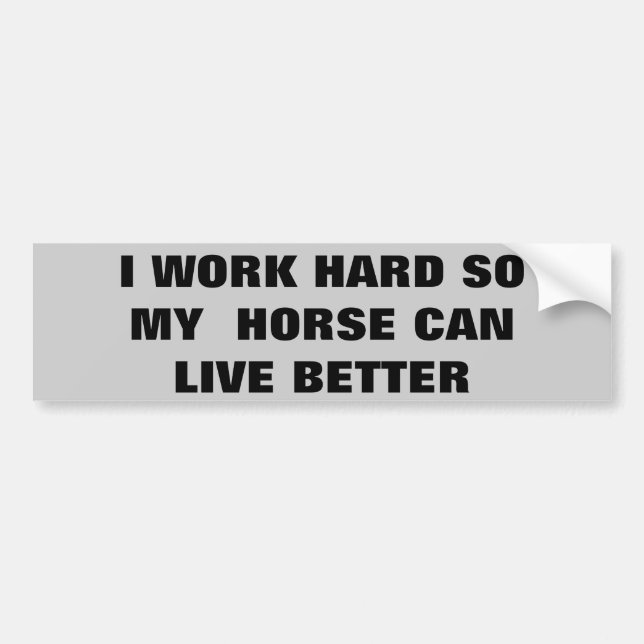 Work Hard So Horse Lives Better  Horse Trailer Bumper Sticker (Front)