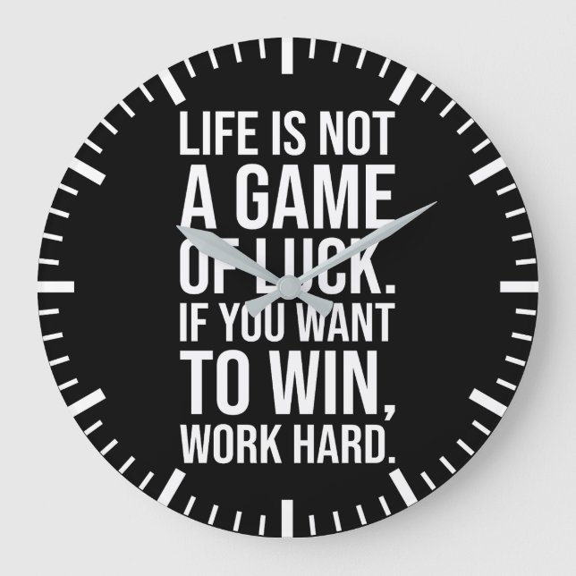 Work Hard To Win - Gym, Hustle, Success, Motivatio Large Clock (Front)