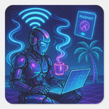 Work Hard WiFi Harder Cyberpunk Robot Decal