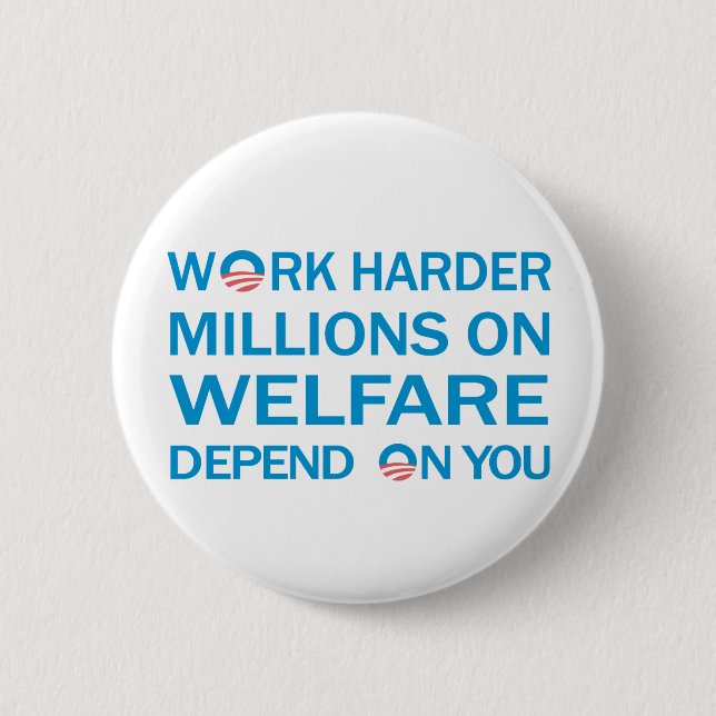 Work Harder ... Anti Obama Button (Front)