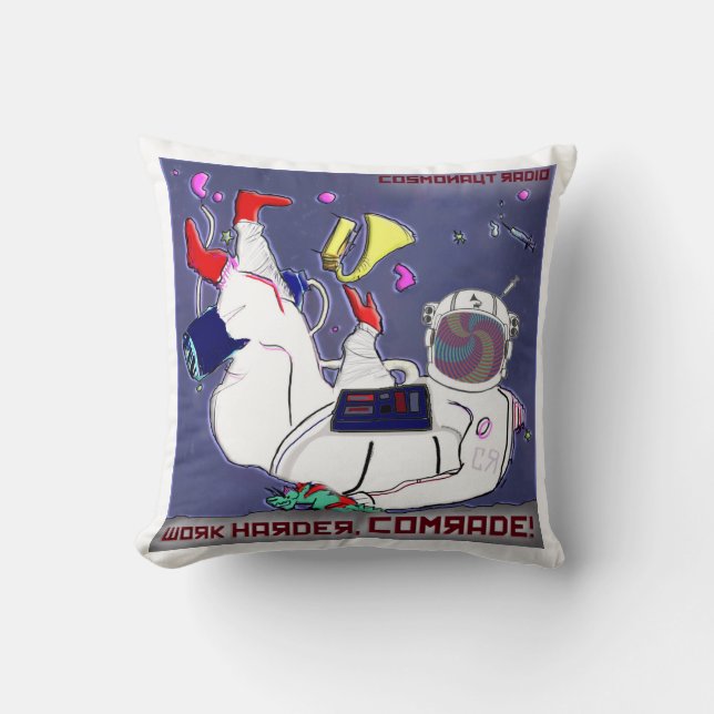 Work Harder, Comrade! Throw Pillow (Front)