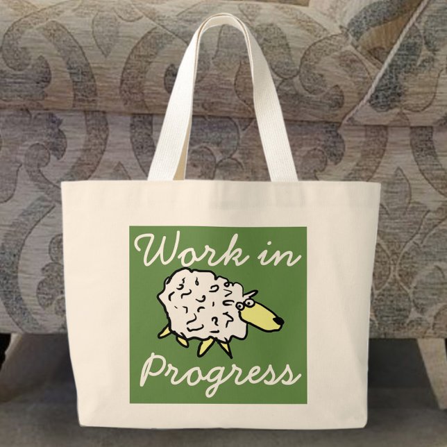 "Work in Progress" Sheep Cartoon Project Bag (Creator Uploaded)