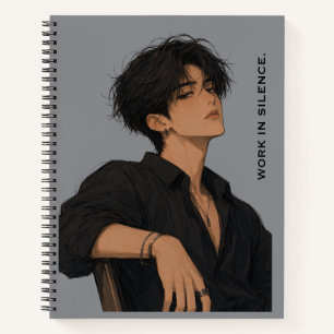 Work In Silence Anime Boy Attitude Notebook 
