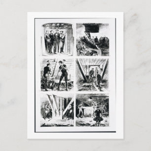 Work inside the caissons, constucting Brooklyn Bri Postcard