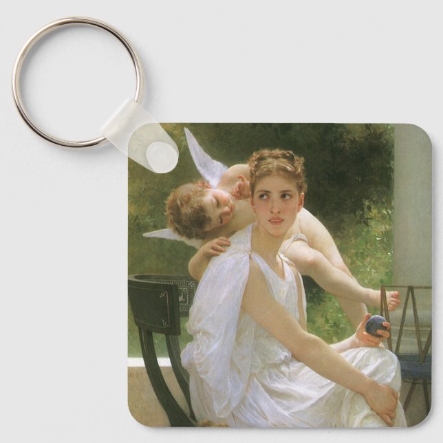 Work Interrupted by Bouguereau, Angel Portrait Keychain (Front)
