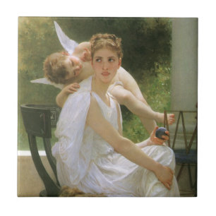 Work Interrupted by Bouguereau, Angel Portrait Tile