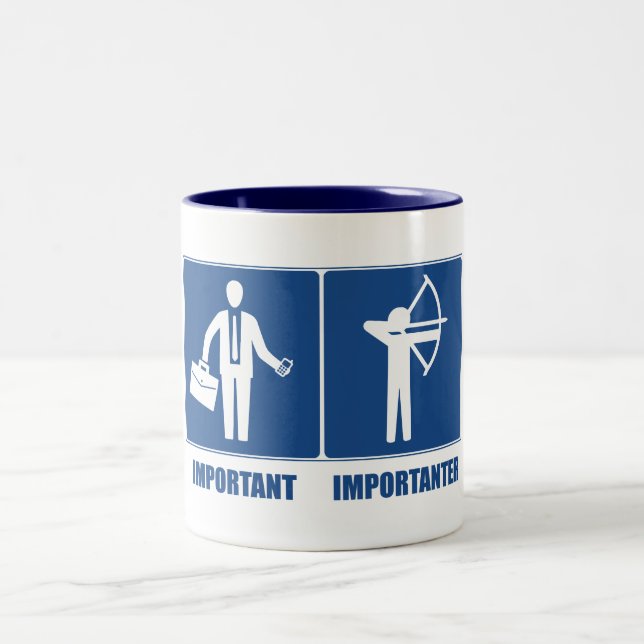 Work Is Important, Archery Is Importanter Two-Tone Coffee Mug (Center)