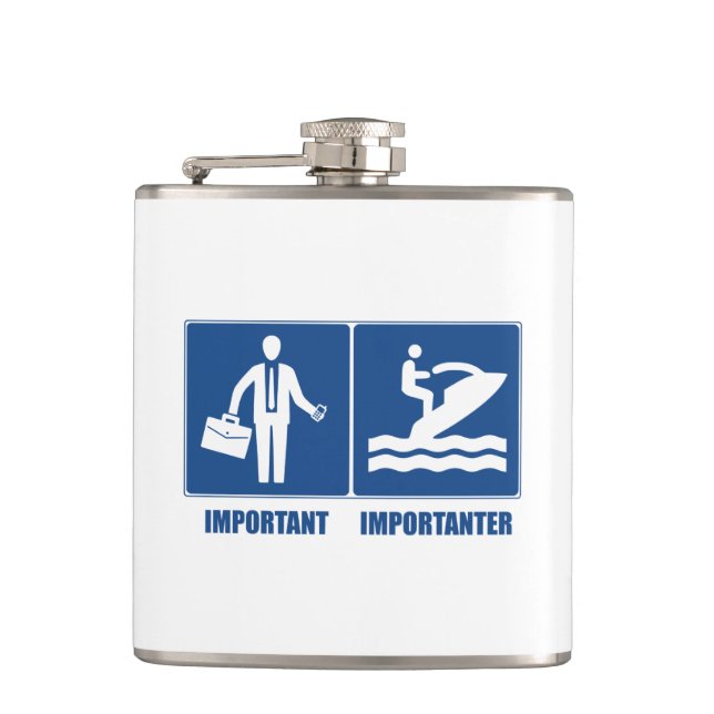Work Is Important, Jet Skiing Is Importanter Hip Flask (Front)