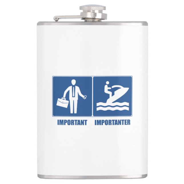 Work Is Important, Jet Skiing Is Importanter Hip Flask (Front)