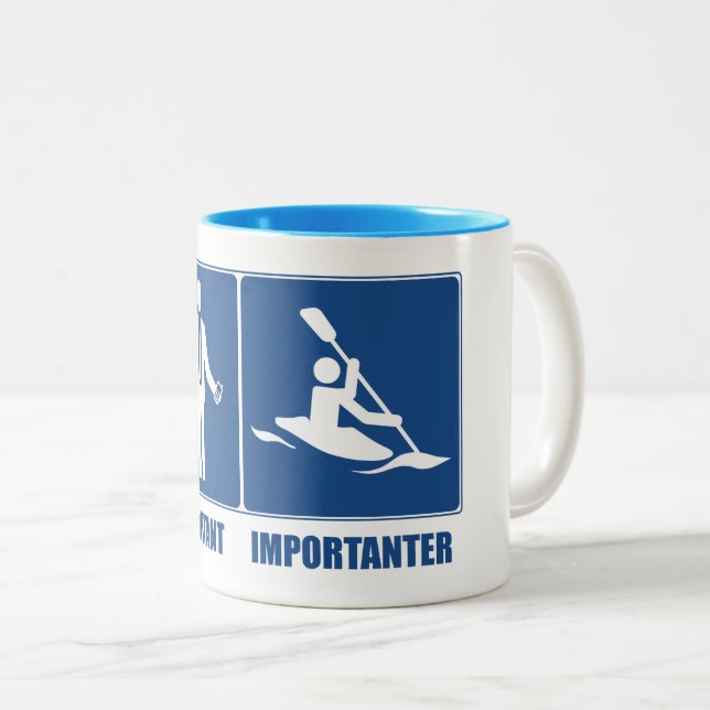 Work Is Important, Kayaking Is Importanter Two-Tone Coffee Mug (Front Right)