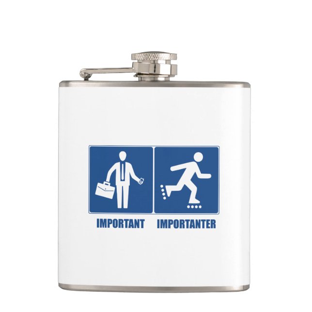 Work Is Important, Rollerblading Is Importanter Hip Flask (Front)