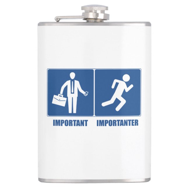 Work Is Important, Running Is Importanter Hip Flask (Front)