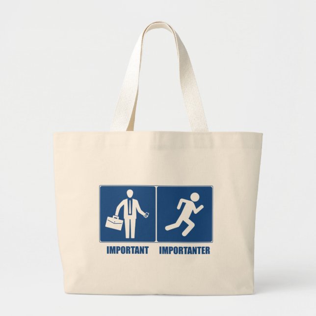 Work Is Important, Running Is Importanter Large Tote Bag (Front)